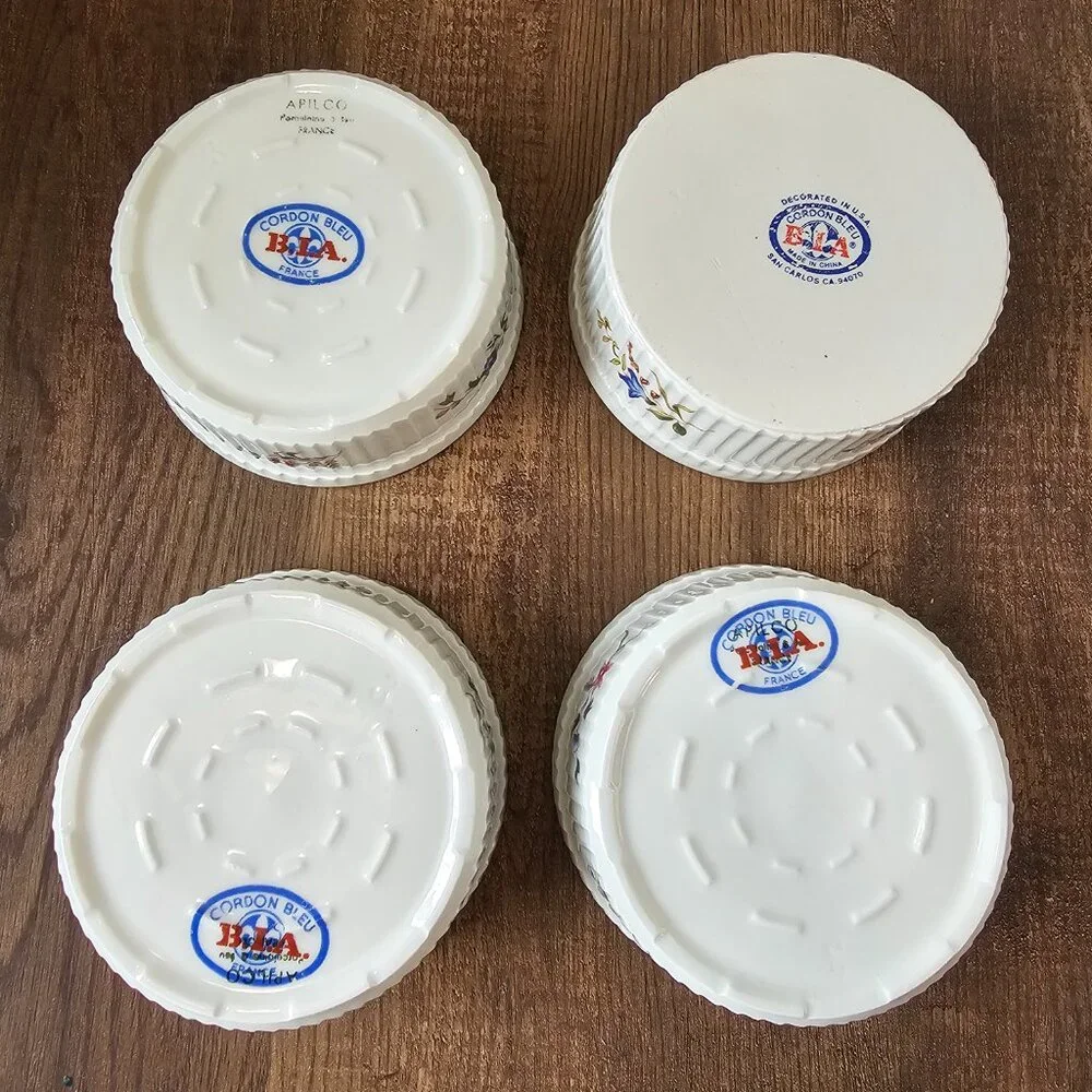BIA Cordon Bleu Porcelain Ramekins Set of 4 (3 Matching + 1 Similar)